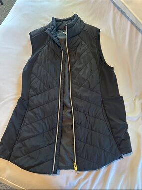 Maurices Black Quilted Zip-Front Vest